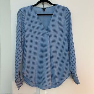Ann Taylor Blue Patterned Women's Long Sleeve Blouse